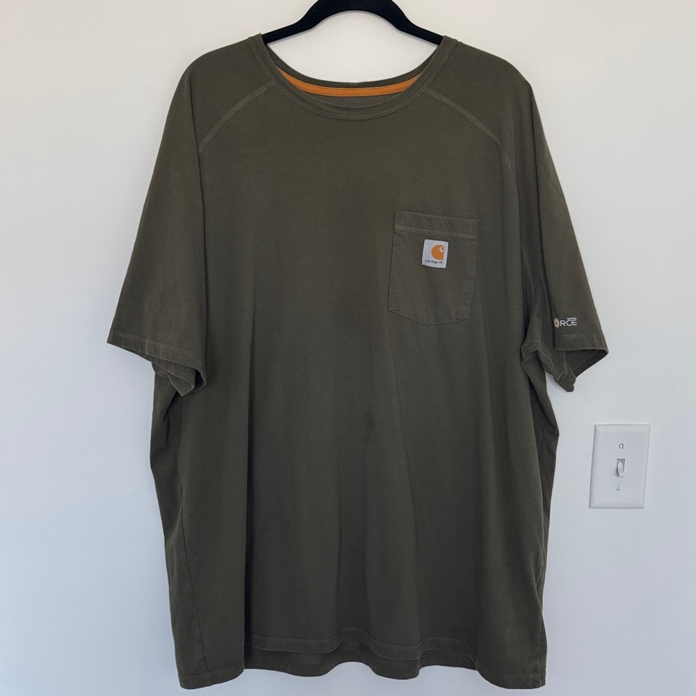Carhartt Men's Dark Olive Short Sleeve Pocket Tee, Relaxed Fit - Size 3XL